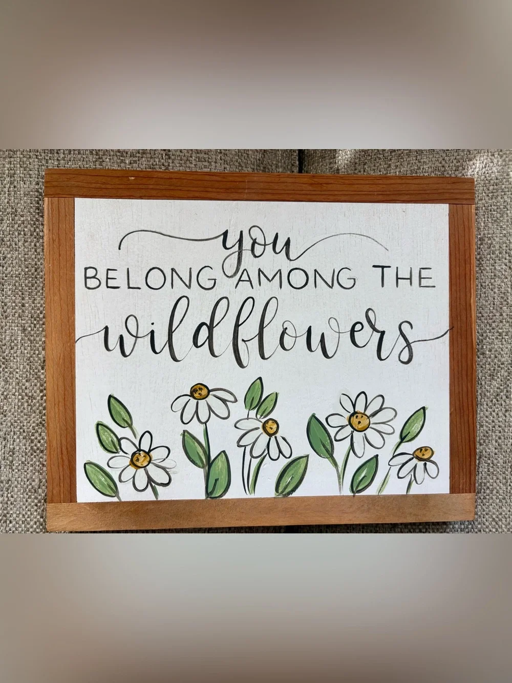 You Belong Among the Wildflowers Wood Wall Art - White, Green & Yellow